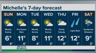 Sunny Sunday with mild temperatures on the way