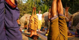 Anne Parsonage teaching Yoga from the Heart Canada in India